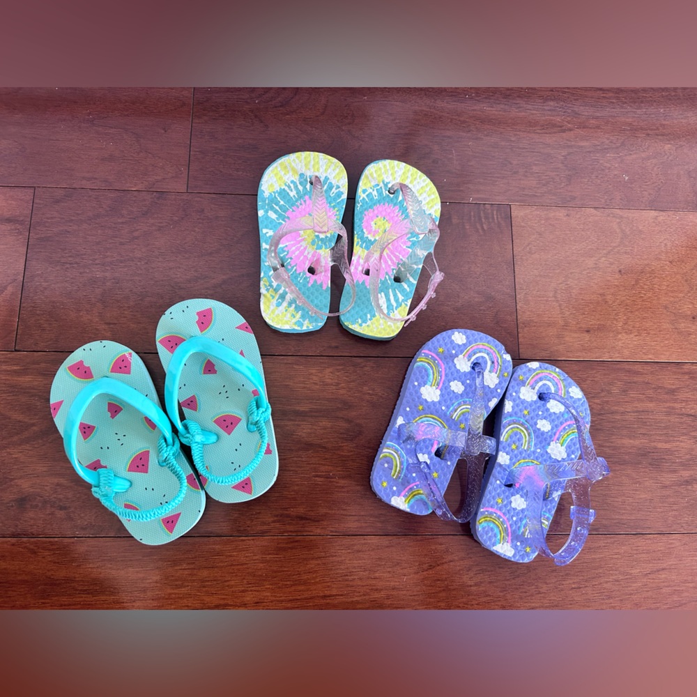 Toddler girls sandals size 5-6 bundle lot of 3 pairs shoes